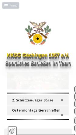 Vorschau der mobilen Webseite www.kksg-gaechingen.de, Kleinkaliber-Schützengilde Gächingen 1957 e.V.