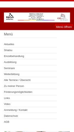 Vorschau der mobilen Webseite www.shiatsu-bremen.de, Shiatsu Ausbildung für Frauen
