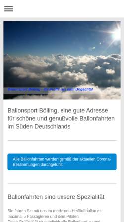 Vorschau der mobilen Webseite www.boellingballon.de, Ballonsport Bölling