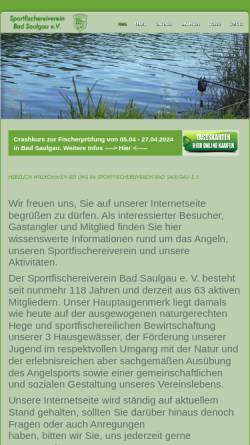 Vorschau der mobilen Webseite www.sfv-badsaulgau.de, Sportfischereiverein Bad Saulgau