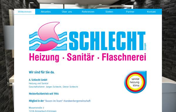 Vorschau von www.aschlecht.de, A. Schlecht GmbH - Heizung Sanitär Flaschnerei