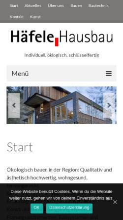 Vorschau der mobilen Webseite www.haefele-haus.de, Häfele Hausbau: Moderne Architektur und ökologischer Holzbau