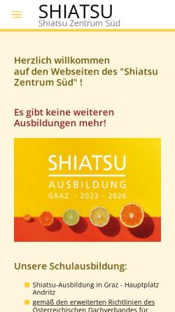 Vorschau der mobilen Webseite www.shiatsu-zentrum.at, Shiatsu-Zentrum in Kärnten