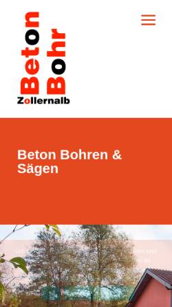 Vorschau der mobilen Webseite www.betonbohr-zollernalb.de, Betonbohr Zollernalb