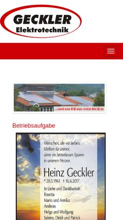 Vorschau der mobilen Webseite www.geckler.de, Heinz Geckler Elektrotechnik
