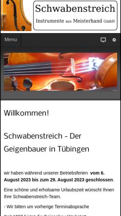 Vorschau der mobilen Webseite www.schwabenstreich.de, schwabenstreich