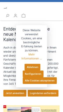 Vorschau der mobilen Webseite www.mauthe-kalender.de, Mediaprint Kalender-Verlag GmbH