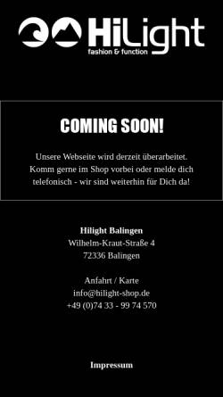 Vorschau der mobilen Webseite www.hilight-shop.de, Hilight Fashion und Function