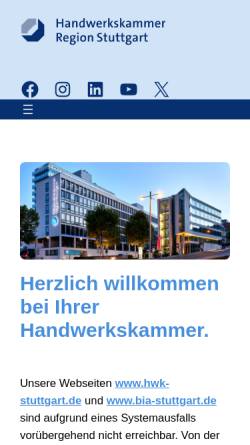 Vorschau der mobilen Webseite www.hwk-stuttgart.de, Handwerkskammer Region Stuttgart