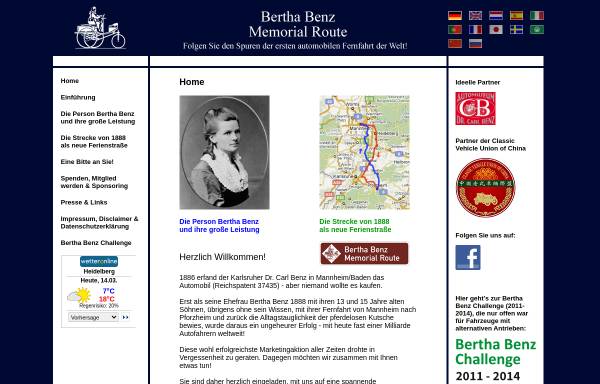 Vorschau von www.bertha-benz.de, Bertha Benz Memorial Route