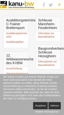 Vorschau der mobilen Webseite www.kanu-bw.de, Kanu-Verband Baden-Württemberg