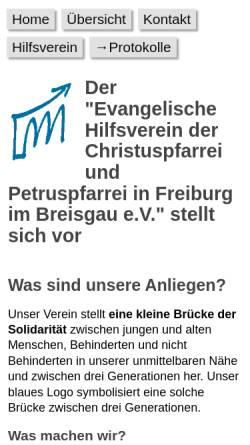 Vorschau der mobilen Webseite www.petruskindergarten.de, Evangelischer Hilfsverein
