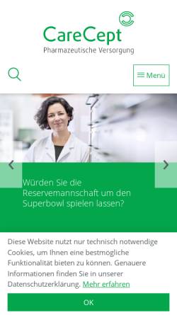 Vorschau der mobilen Webseite www.carecept.de, CareCept Versorgungsapotheke