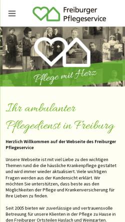 Vorschau der mobilen Webseite www.freiburger-pflegeservice.de, Freiburger Pflegeservice