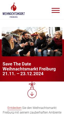 Vorschau der mobilen Webseite weihnachtsmarkt.freiburg.de, Freiburger Weihnachtsmarkt