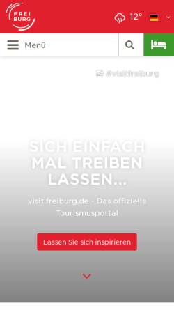 Vorschau der mobilen Webseite visit.freiburg.de, Tourismus-Portal der Stadt Freiburg