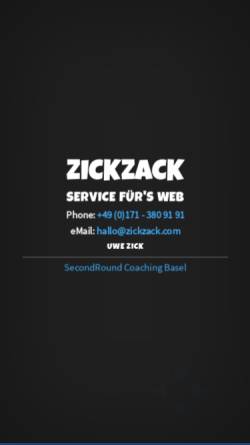 Vorschau der mobilen Webseite zickzack.com, Zickzack, Uwe Zick