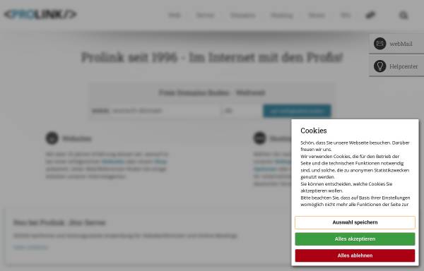 Vorschau von www.prolink.de, Prolink Internet Communications GmbH