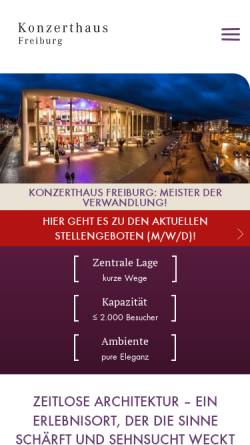 Vorschau der mobilen Webseite www.konzerthaus.freiburg.de, FWTM Konzerthaus Freiburg