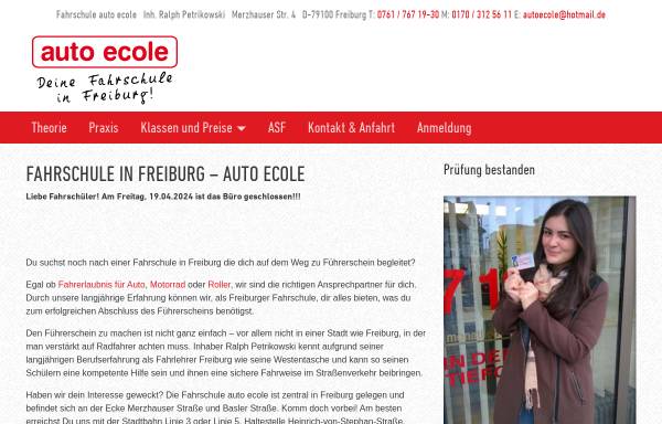 Vorschau von www.autoecole.de, Fahrschule auto ecole