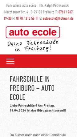 Vorschau der mobilen Webseite www.autoecole.de, Fahrschule auto ecole