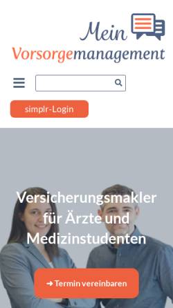 Vorschau der mobilen Webseite www.meinvorsorgemanagement.de, Michael Schreiber Vorsorgemanagement