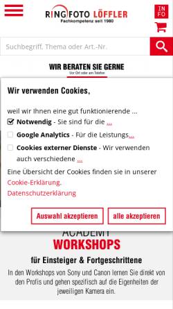 Vorschau der mobilen Webseite ringfoto-loeffler.de, Ringfoto Löffler