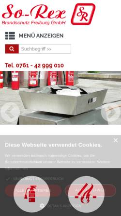 Vorschau der mobilen Webseite www.sorex-freiburg.de, So-Rex Brandschutz Freiburg GmbH