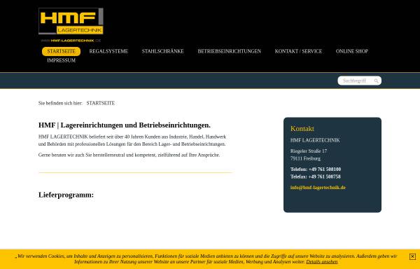 Vorschau von www.hmf-lagertechnik.de, HMF Lagertechnik