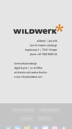 Vorschau der mobilen Webseite www.wildwerk.com, wildwerk, Jens Wild