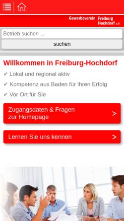 Vorschau der mobilen Webseite www.freiburg-hochdorf-gewerbeverein.de, Gewerbeverein Freiburg Hochdorf e.V.