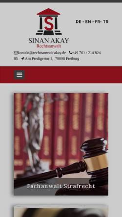Vorschau der mobilen Webseite www.rechtsanwalt-akay.de, Rechtsanwalt Sinan Akay