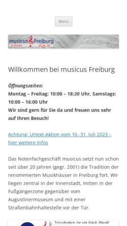 Vorschau der mobilen Webseite www.musicus-freiburg.de, MGS Loib GmbH