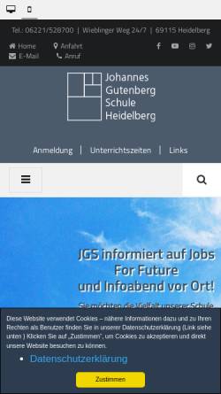 Vorschau der mobilen Webseite www.jgs-heidelberg.de, Johannes-Gutenberg-Schule Heidelberg