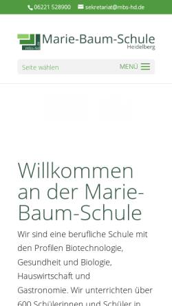 Vorschau der mobilen Webseite www.mbs-hd.de, Marie-Baum-Schule Heidelberg