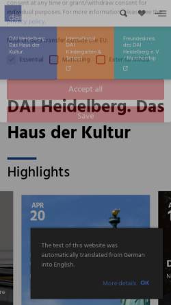 Vorschau der mobilen Webseite www.dai-heidelberg.de, DAI - Haus der Kultur