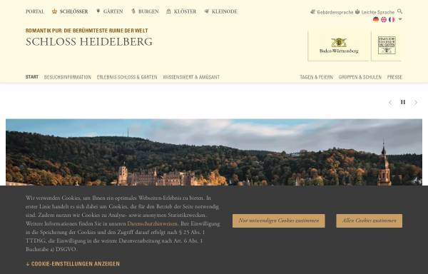 Vorschau von www.schloss-heidelberg.de, Heidelberger Schloss