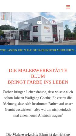 Vorschau der mobilen Webseite www.maler-blum.de, Malerwerkstätte Blum GmbH