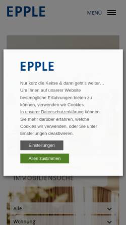 Vorschau der mobilen Webseite www.eppleimmobilien.de, Epple Immobilien GmbH