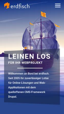 Vorschau der mobilen Webseite erdfisch.de, erdfisch