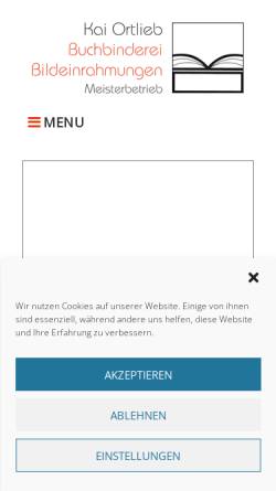 Vorschau der mobilen Webseite ortlieb-buchbinderei.de, Kai Ortlieb Buchbinderei & Bildeinrahmungen