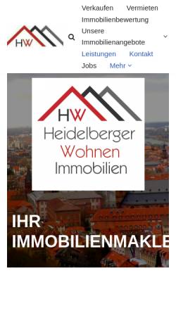 Vorschau der mobilen Webseite www.heidelbergerwohnen.de, Immobilienmakler HW Heidelberger Wohnen GmbH