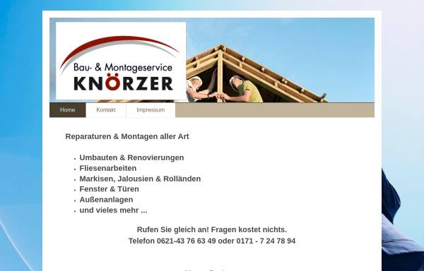 Vorschau von www.bm-knoerzer.de, Bau- & Montageservice Knörzer - Home
