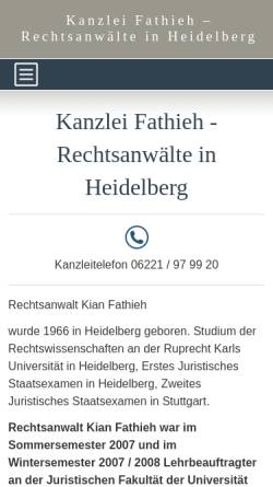 Vorschau der mobilen Webseite www.kanzlei-fathieh.de, Rechtsanwaltskanzlei Kian Fathieh