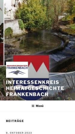 Vorschau der mobilen Webseite geschichte-frankenbach.de, Interessenkreis Heimatgeschichte Frankenbach