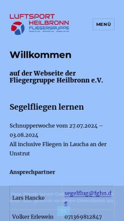 Vorschau der mobilen Webseite www.fliegergruppe-heilbronn.de, Fliegergruppe Heilbronn