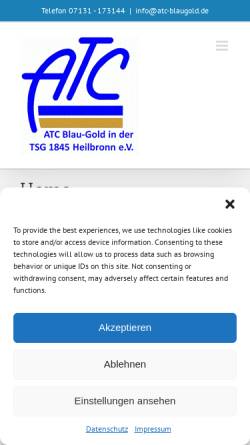 Vorschau der mobilen Webseite www.atc-blau-gold.de, ATC Blau-Gold Heilbronn e.V.