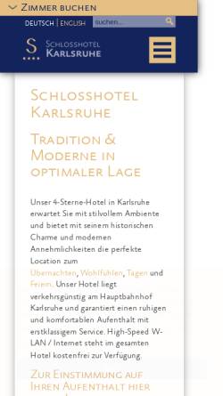 Vorschau der mobilen Webseite www.schlosshotelkarlsruhe.de, Schlosshotel Karlsruhe