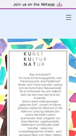 Vorschau der mobilen Webseite www.kukunat.de, KuKaNaT - Kunst- Kultur- Naturwerkstatt