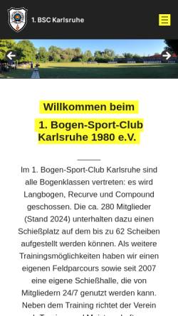 Vorschau der mobilen Webseite www.bsc-karlsruhe.de, 1. Bogen-Sport-Club-Karlsruhe 1980 e.V.
